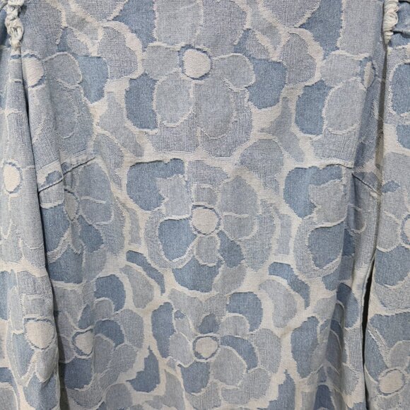 Kate Spade Womens Denim Puff Sleeve Floral Jacquard Dress Size 8 Blue Shift - Picture 9 of 12